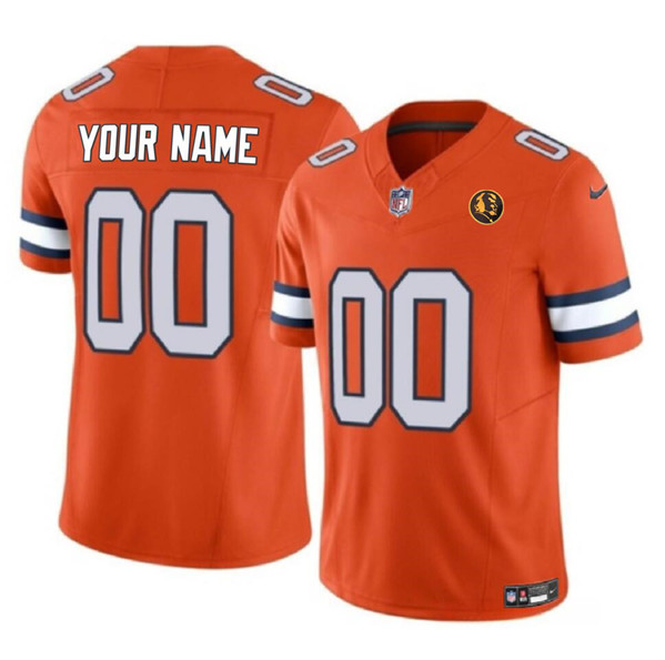 Men's Denver Broncos Active Player Custom Orange 2023 F.U.S.E. With John Madden Patch Vapor Limited Football Stitched Jersey