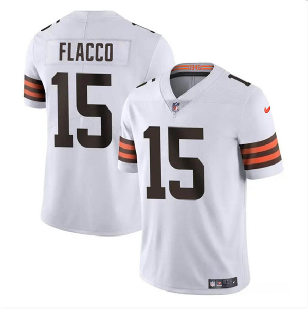 Men's Cleveland Browns #15 Joe Flacco White Vapor Untouchable Limited Football Stitched Jersey