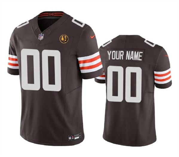 Men's Cleveland Browns Active Player Custom Brown 2023 F.U.S.E. With John Madden Patch Vapor Limited Football Stitched Jersey