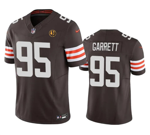 Men's Cleveland Browns #95 Myles Garrett Brown 2023 F.U.S.E. With John Madden Patch Vapor Untouchable Limited Football Stitched Jersey