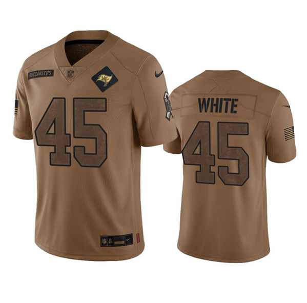 Men's Tampa Bay Buccaneers #45 Devin White 2023 Brown Salute To Service Limited Football Stitched Jersey