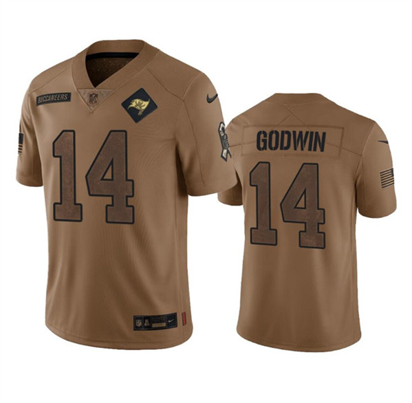 Men's Tampa Bay Buccaneers #14 Chris Godwin 2023 Brown Salute To Service Limited Football Stitched Jersey