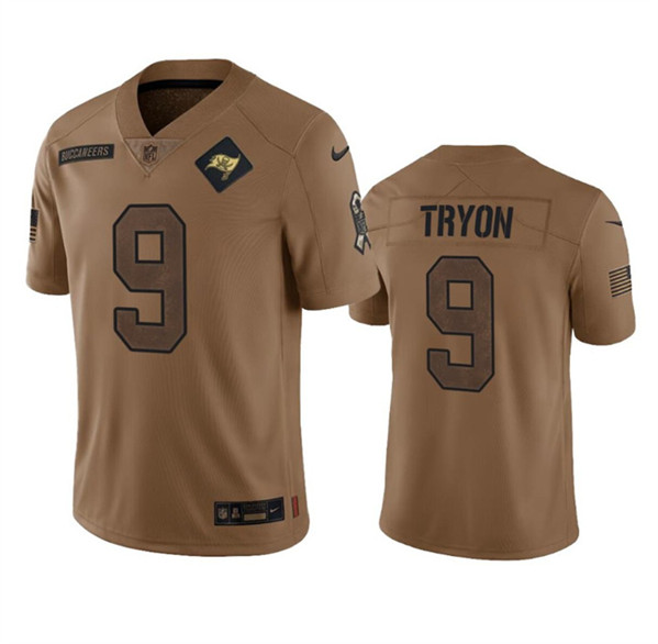 Men's Tampa Bay Buccaneers #9 Joe Tryon 2023 Brown Salute To Service Limited Football Stitched Jersey