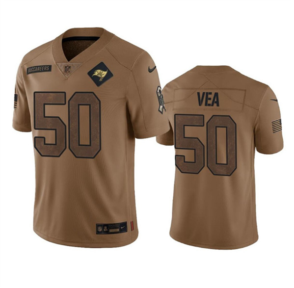 Men's Tampa Bay Buccaneers #50 Vita Vea 2023 Brown Salute To Service Limited Football Stitched Jersey