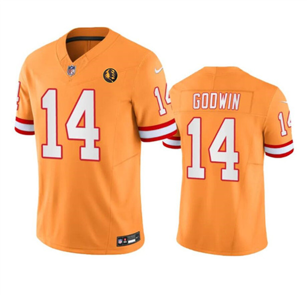 Men's Tampa Bay Buccaneers #14 Chris Godwin Orange 2023 F.U.S.E. Throwback With John Madden Patch Vapor Limited Football Stitched Jersey