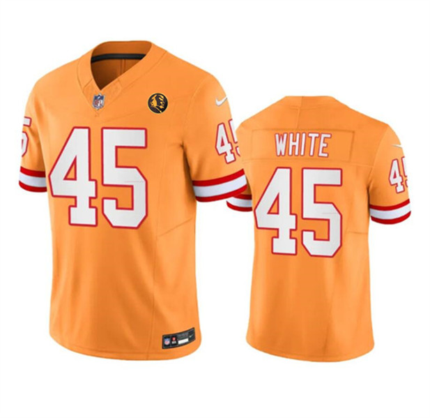 Men's Tampa Bay Buccaneers #45 Devin White Orange 2023 F.U.S.E. Throwback With John Madden Patch Vapor Limited Football Stitched Jersey