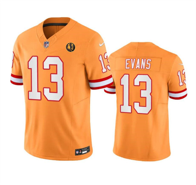 Men's Tampa Bay Buccaneers #13 Mike Evans Orange 2023 F.U.S.E. Throwback With John Madden Patch Vapor Limited Football Stitched Jersey