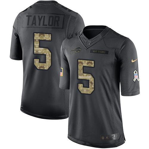 Nike Bills #5 Tyrod Taylor Black Men's Stitched NFL Limited 2016 Salute To Service Jersey