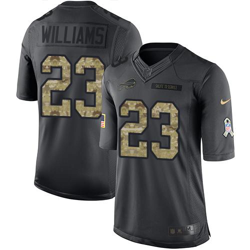 Nike Bills #23 Aaron Williams Black Men's Stitched NFL Limited 2016 Salute To Service Jersey