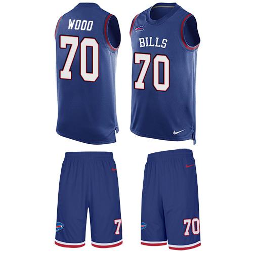 Nike Bills #70 Eric Wood Royal Blue Team Color Men's Stitched NFL Limited Tank Top Suit Jersey