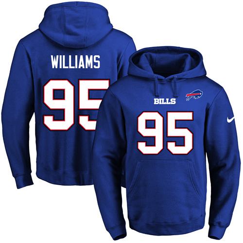 Nike Bills #95 Kyle Williams Royal Blue Name & Number Pullover NFL Hoodie