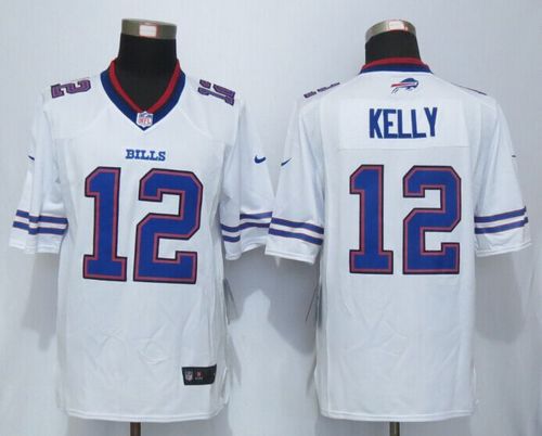 Nike Bills #12 Jim Kelly White Men's Stitched NFL Limited Jersey