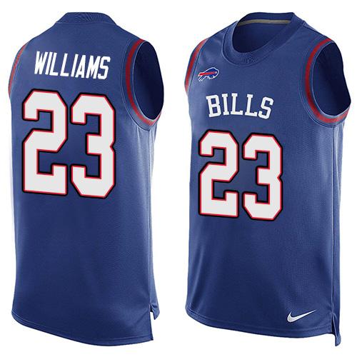 Nike Bills #23 Aaron Williams Royal Blue Team Color Men's Stitched NFL Limited Tank Top Jersey