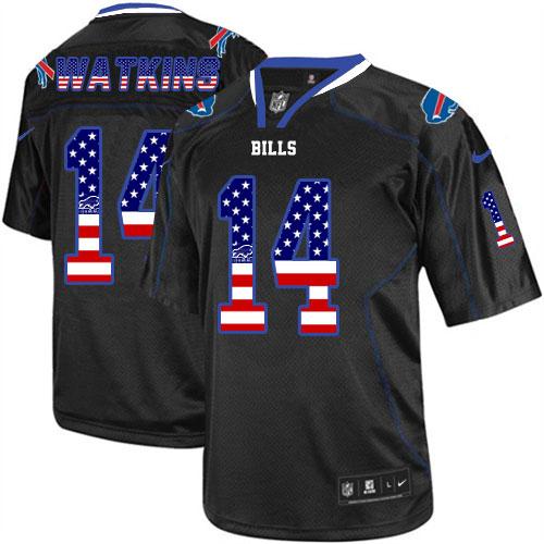 Nike Bills #14 Sammy Watkins Black Men's Stitched NFL Elite USA Flag Fashion Jersey