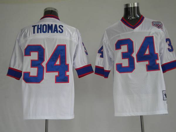 Mitchell & Ness Bills #34 Thurman Thomas White Stitched Throwback NFL Jersey