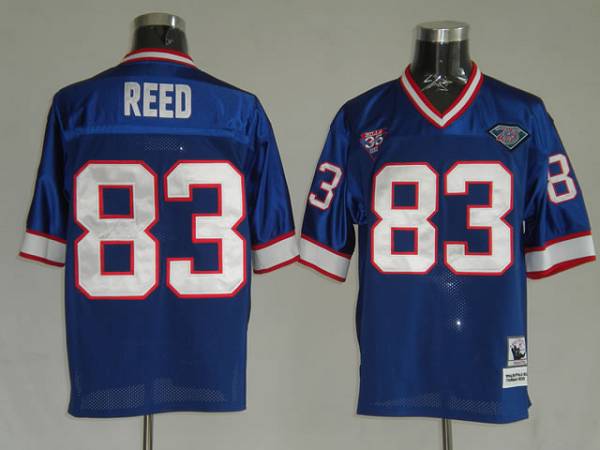 Mitchell & Ness Bills #83 Andre Reed Blue 35th Anniversary Patch Stitched Throwback NFL Jersey