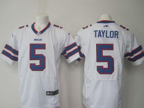 Nike Bills #5 Tyrod Taylor White Men's Stitched NFL New Elite Jersey