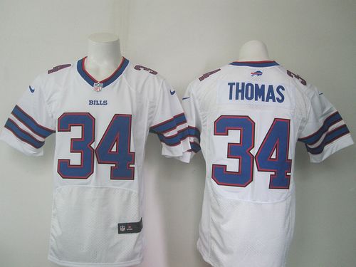 Nike Bills #34 Thurman Thomas White Men's Stitched NFL New Elite Jersey