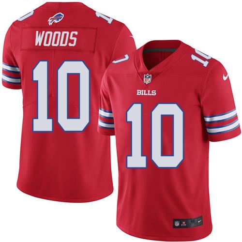 Nike Bills #10 Robert Woods Red Men's Stitched NFL Elite Rush Jersey