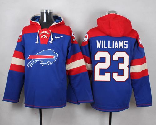 Nike Bills #23 Aaron Williams Royal Blue Player Pullover NFL Hoodie