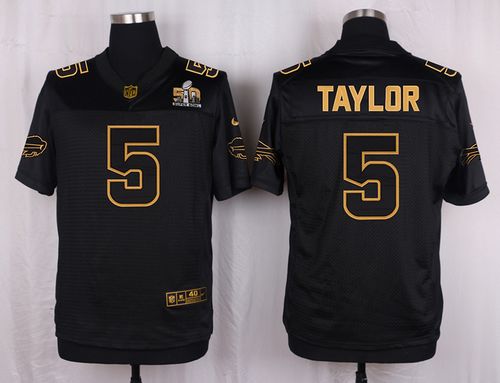 Nike Bills #5 Tyrod Taylor Black Men's Stitched NFL Elite Pro Line Gold Collection Jersey