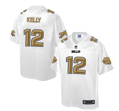 Nike Bills #12 Jim Kelly White Men's NFL Pro Line Fashion Game Jersey