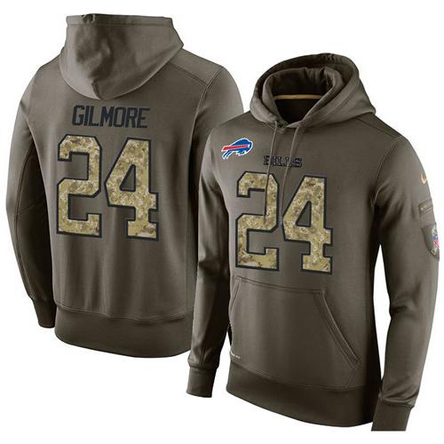 NFL Men's Nike Buffalo Bills #24 Stephon Gilmore Stitched Green Olive Salute To Service KO Performance Hoodie