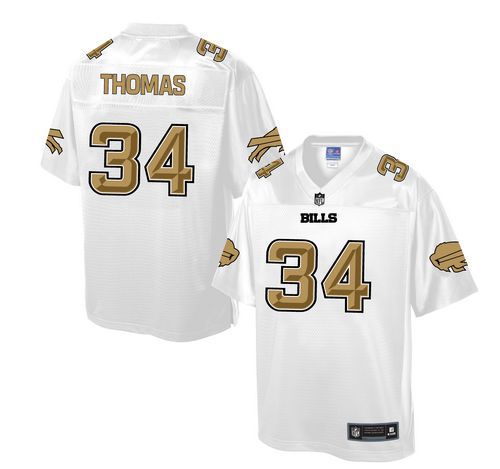 Nike Bills #34 Thurman Thomas White Men's NFL Pro Line Fashion Game Jersey