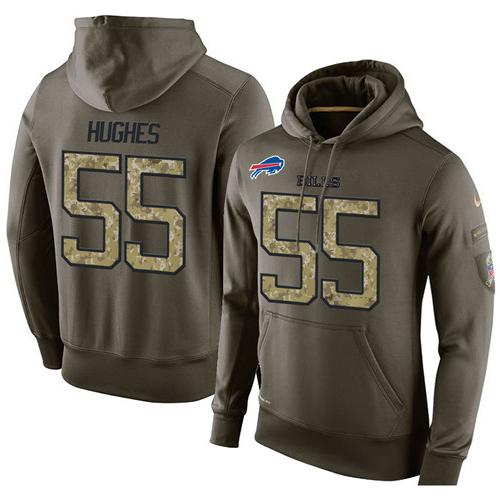 NFL Men's Nike Buffalo Bills #55 Jerry Hughes Stitched Green Olive Salute To Service KO Performance Hoodie