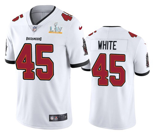 Men's Tampa Bay Buccaneers #45 Devin White White 2021 Super Bowl LV Limited Stitched NFL Jersey