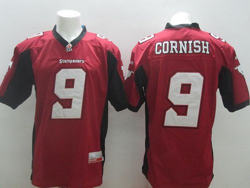 Stampeders #9 Jon Cornish Red Stitched CFL Jersey