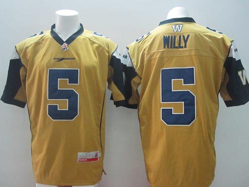 Blue Bombers #5 Drew Willy Gold Stitched CFL Jersey