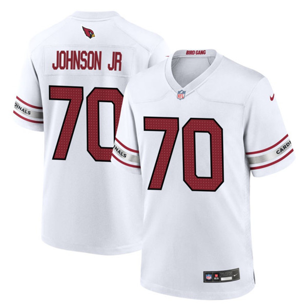 Men's Arizona Cardinals #70 Paris Johnson Jr White 2023 Draft Stitched Game Football Jersey
