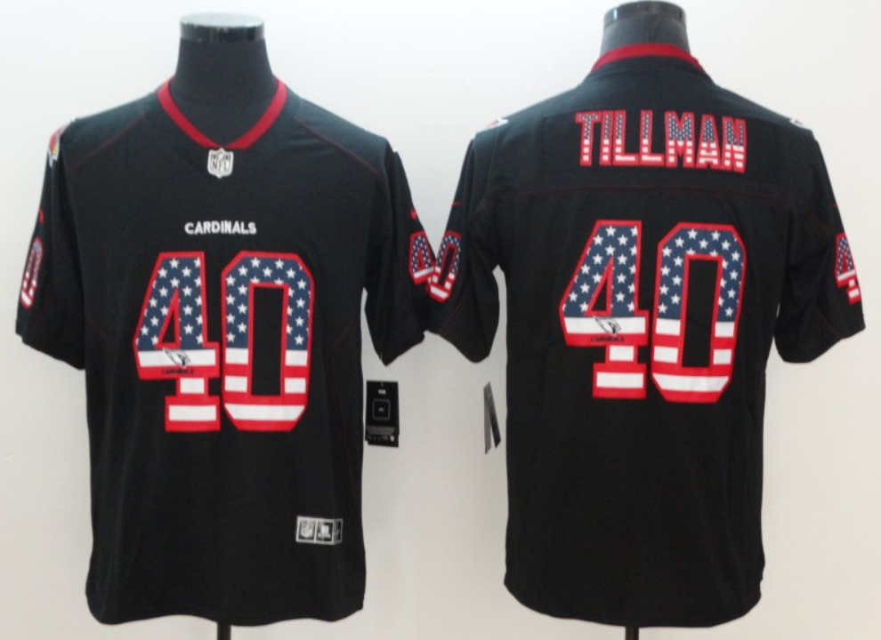 Men's Arizona Cardinals #40 Pat Tillman Black 2018 USA Flag Color Rush Limited Fashion NFL Stitched Jersey