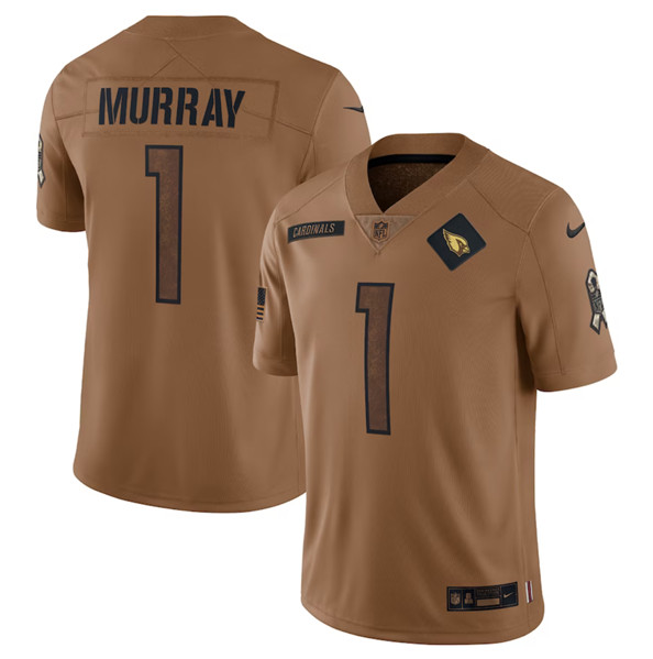 Men's Arizona Cardinals #1 Kyler Murray 2023 Brown Salute To Service Limited Football Stitched Jersey
