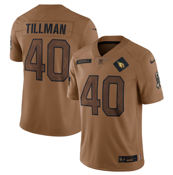 Men's Arizona Cardinals #40 Pat Tillman 2023 Brown Salute To Service Limited Football Stitched Jersey
