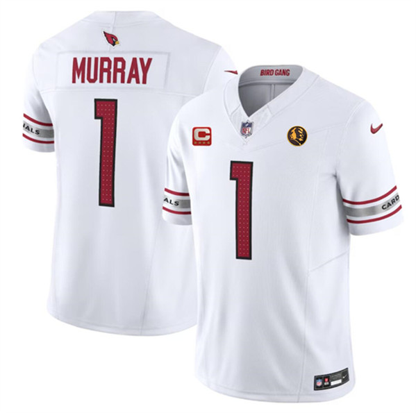 Men's Arizona Cardinals #1 Kyler Murray White 2023 F.U.S.E. With 4-Star C Patch And John Madden Patch Vapor Limited Football Stitched Jersey