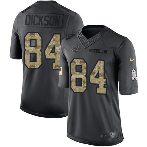 Nike Panthers #84 Ed Dickson Black Men's Stitched NFL Limited 2016 Salute to Service Jersey