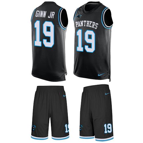 Nike Panthers #19 Ted Ginn Jr Black Team Color Men's Stitched NFL Limited Tank Top Suit Jersey