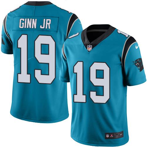 Nike Panthers #19 Ted Ginn Jr Blue Men's Stitched NFL Limited Rush Jersey
