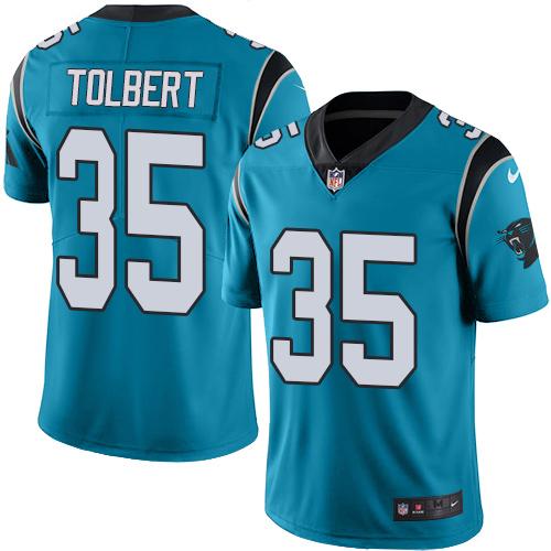 Nike Panthers #35 Mike Tolbert Blue Men's Stitched NFL Limited Rush Jersey
