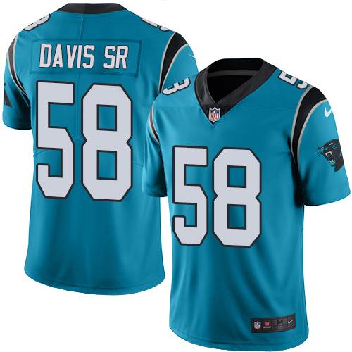 Nike Panthers #58 Thomas Davis Sr Blue Men's Stitched NFL Limited Rush Jersey
