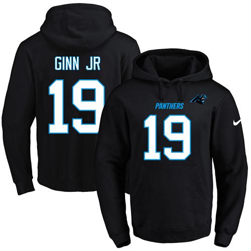 Nike Panthers #19 Ted Ginn Jr Black Name & Number Pullover NFL Hoodie