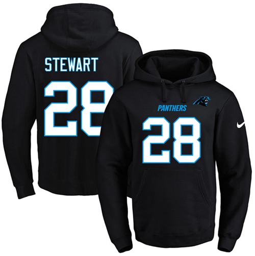 Nike Panthers #28 Jonathan Stewart Black Name & Number Pullover NFL Hoodie