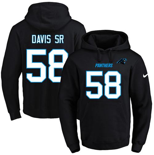 Nike Panthers #58 Thomas Davis Sr Black Name & Number Pullover NFL Hoodie