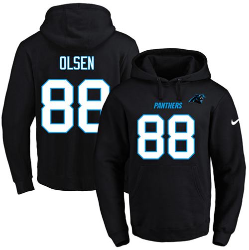 Nike Panthers #88 Greg Olsen Black Name & Number Pullover NFL Hoodie