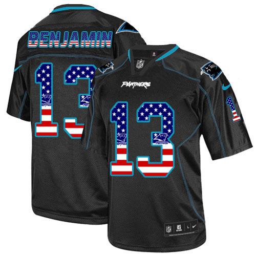 Nike Panthers #13 Kelvin Benjamin Black Men's Stitched NFL Elite USA Flag Fashion Jersey