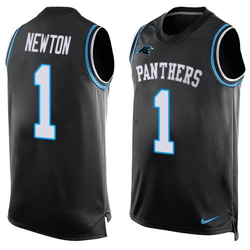 Nike Panthers #1 Cam Newton Black Team Color Men's Stitched NFL Limited Tank Top Jersey