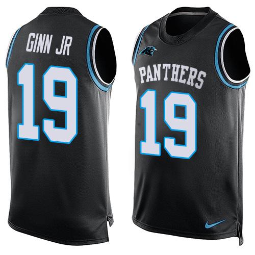 Nike Panthers #19 Ted Ginn Jr Black Team Color Men's Stitched NFL Limited Tank Top Jersey