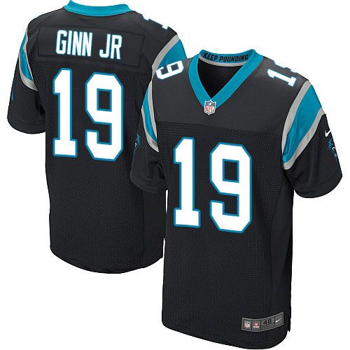 Nike Panthers #19 Ted Ginn Jr Black Team Color Men's Stitched NFL Elite Jersey